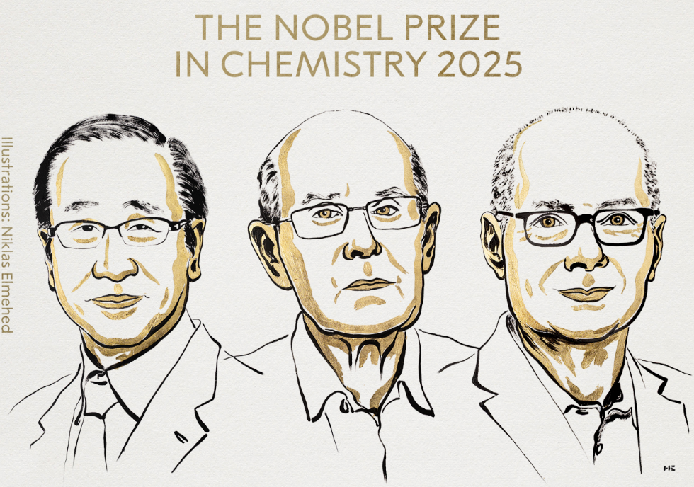 2025 年諾貝爾化學獎授予發現化學反應的房間的三位科學家
